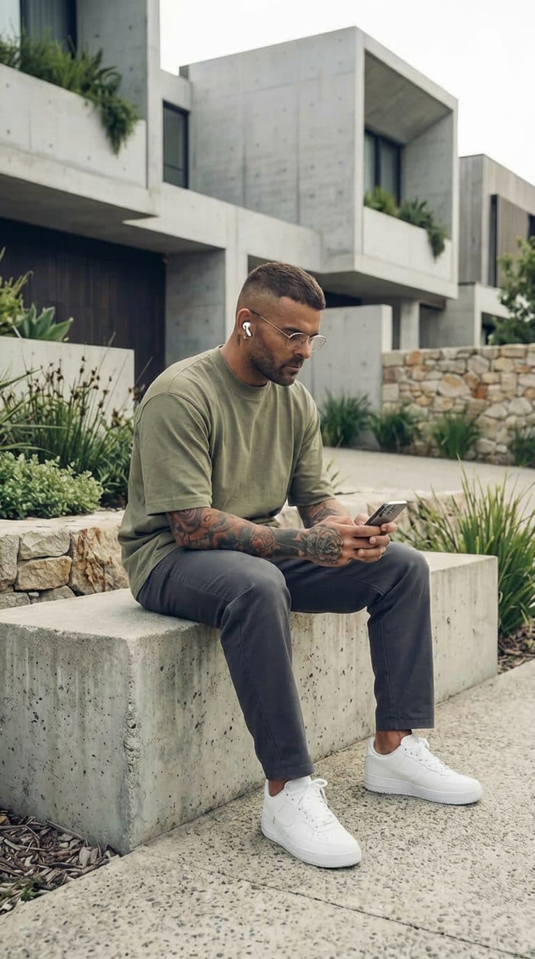 A rep checking his Parlay score on his phone between doors